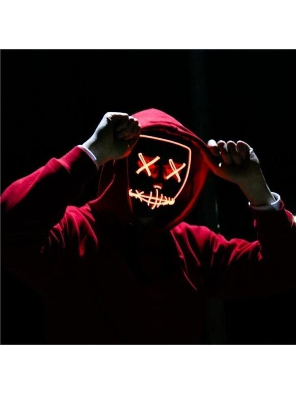 RED Halloween Mask LED Light up Festival Cosplay Costume Masquerade Parties NEW
